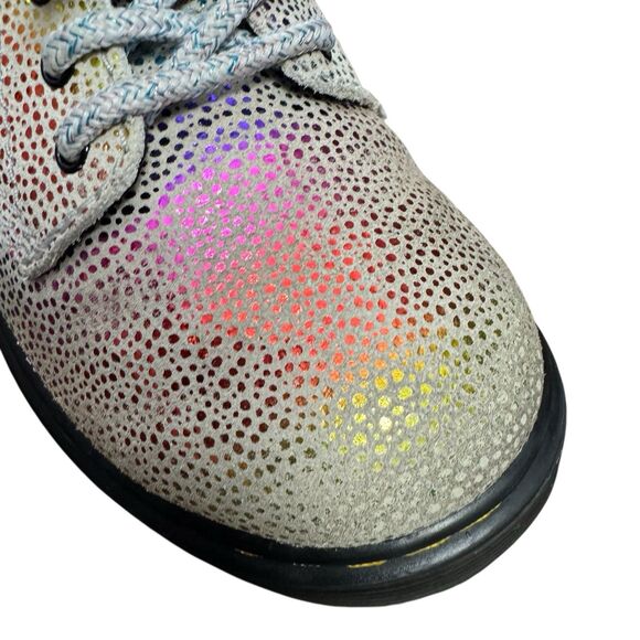 Dr. Martens Girls 1460 Pascal Iridescent Rainbow Suede Zipper Boots Size 11 - Picture 7 of 9